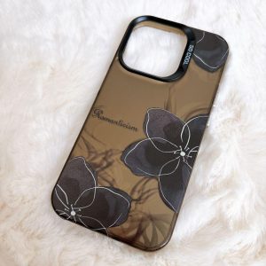 匿名配送❣️新品未使用⭐️⑱ iPhone15pro ハードケース ブラウン 花柄